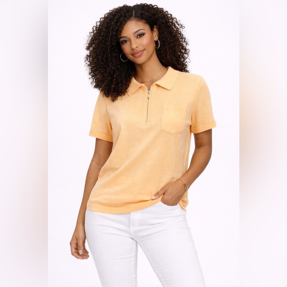 Talbots- Apricot Short Sleeve Polo Peach Orange Size XL